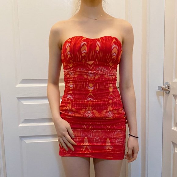 Bebe Hot Pink Strapless Dress Size XS